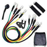 11pcs Fitness Resistance Bands Set Workout Exercise Tube Bands with Door Anchor Ankle Straps Cushioned Handles Carry Bags