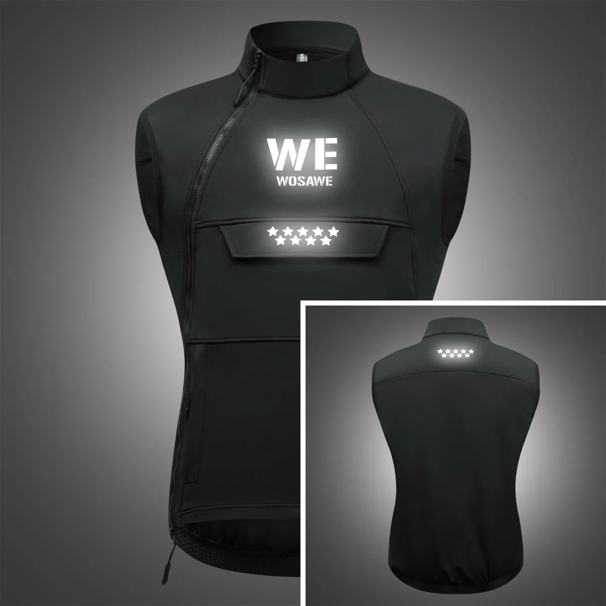WOSAWE Multi-Pocket Men's Motorcycle Vest Sleeve-Less Jacket Motorcycle Rider Vest Reflective Warm Motorcycle Off Road Vest