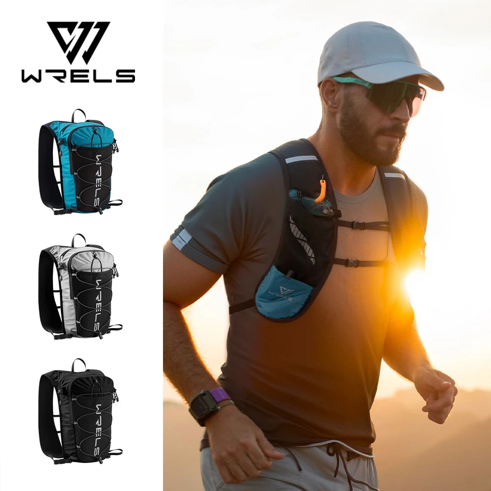WRELS 8L Running Hydration Vest Backpack Trail Racing Marathon Hiking Fitness Bag Ultralight Backpack Hydration Vest Pack