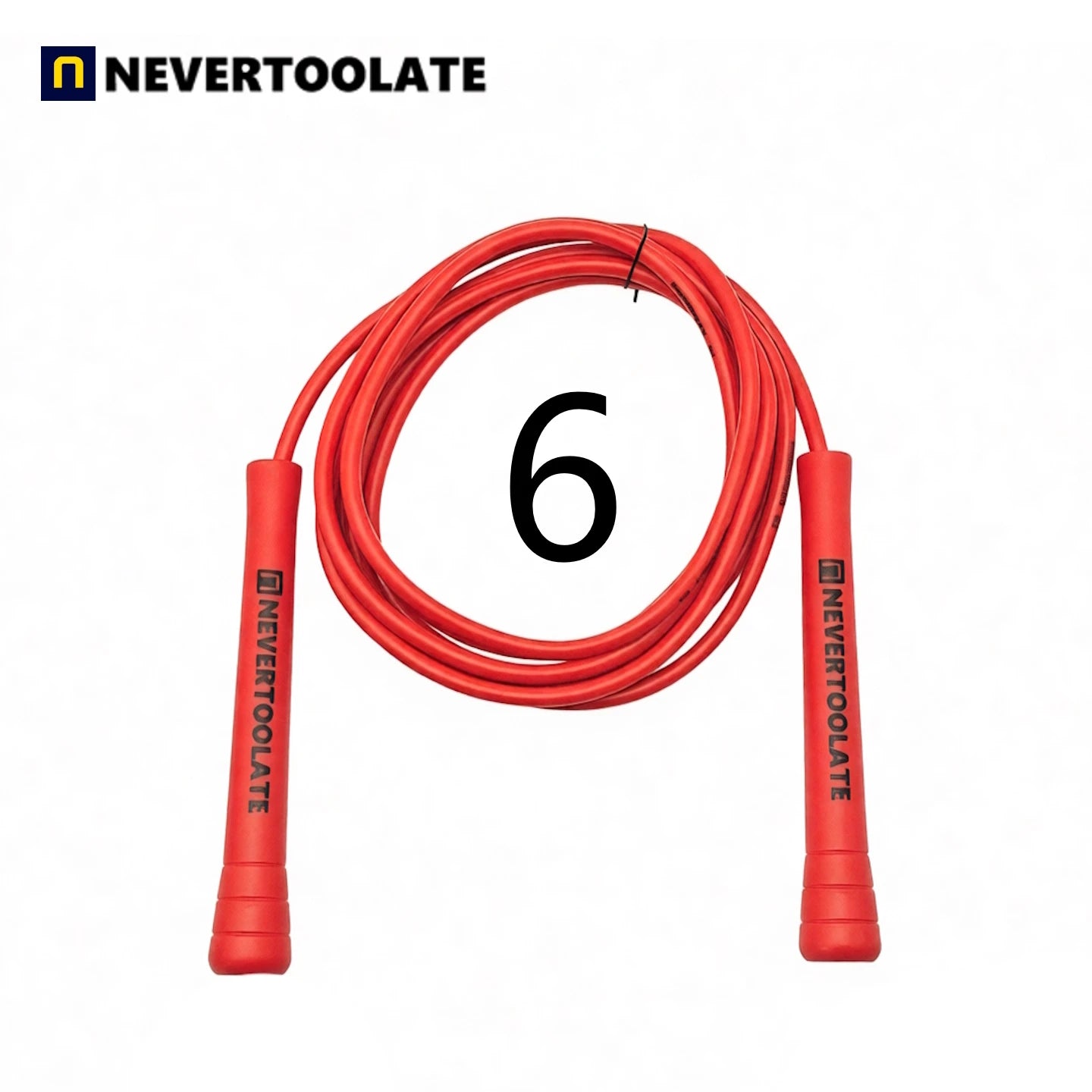 JR100-6  6 mm diameter PVC  WITH THREAD CORE skip rope 3.2 meters in between 15.5cm middle-long handle NEVERTOOLATE GOOD QUALITY