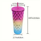 LUSQI Durian Straw Tumbler Double Wall Insulated Plastic Cup Trendy Creative Large Capacity Water Bottle With Multi Colors