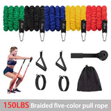 Resistance Band Set Workout Bands Exercise Band 5 Tube Fitness with Door Anchor Handles Legs Ankle Straps and Fitness Stick