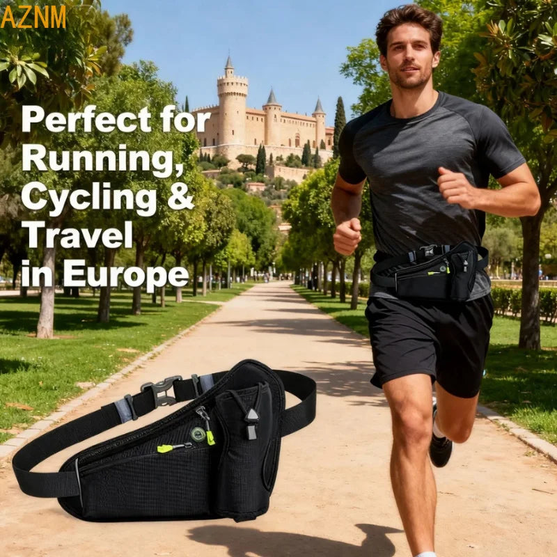 Running Waist Bags Water Bottle Holder Hydration Belt Bag Men Women Sports Fanny Pack Gym Running Cell Phone Jogging Cycling Bag