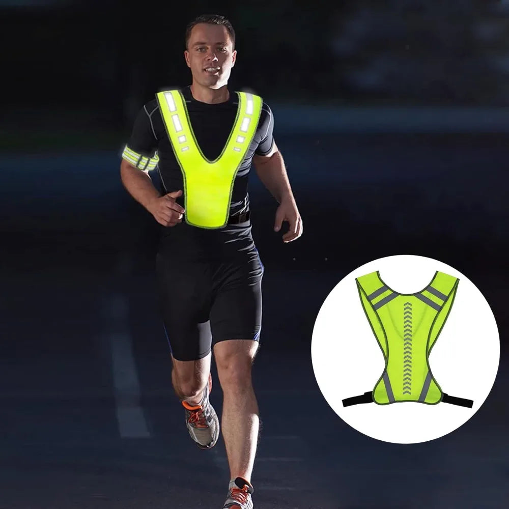 Reflective Running Vest Safety Security Vest Gear with Pocket for Men Kids Work clothes Men for Walking Running Cycling Jogging