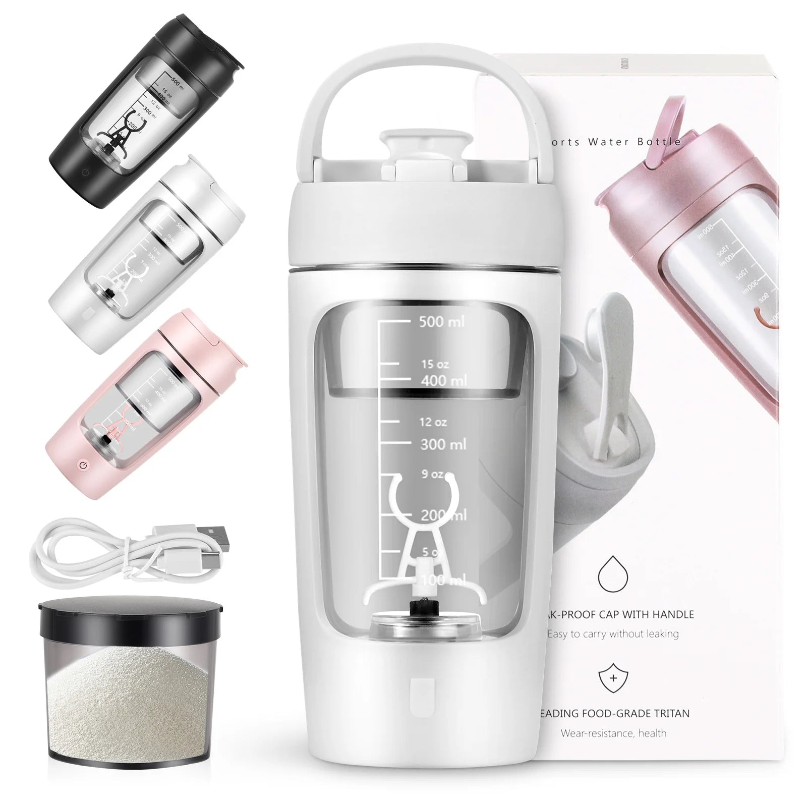 Electric Shake Cup Fully Automatic Mixing Cup Charging Milk Shake Sports Portable Protein Powder Shake Cup，650ml