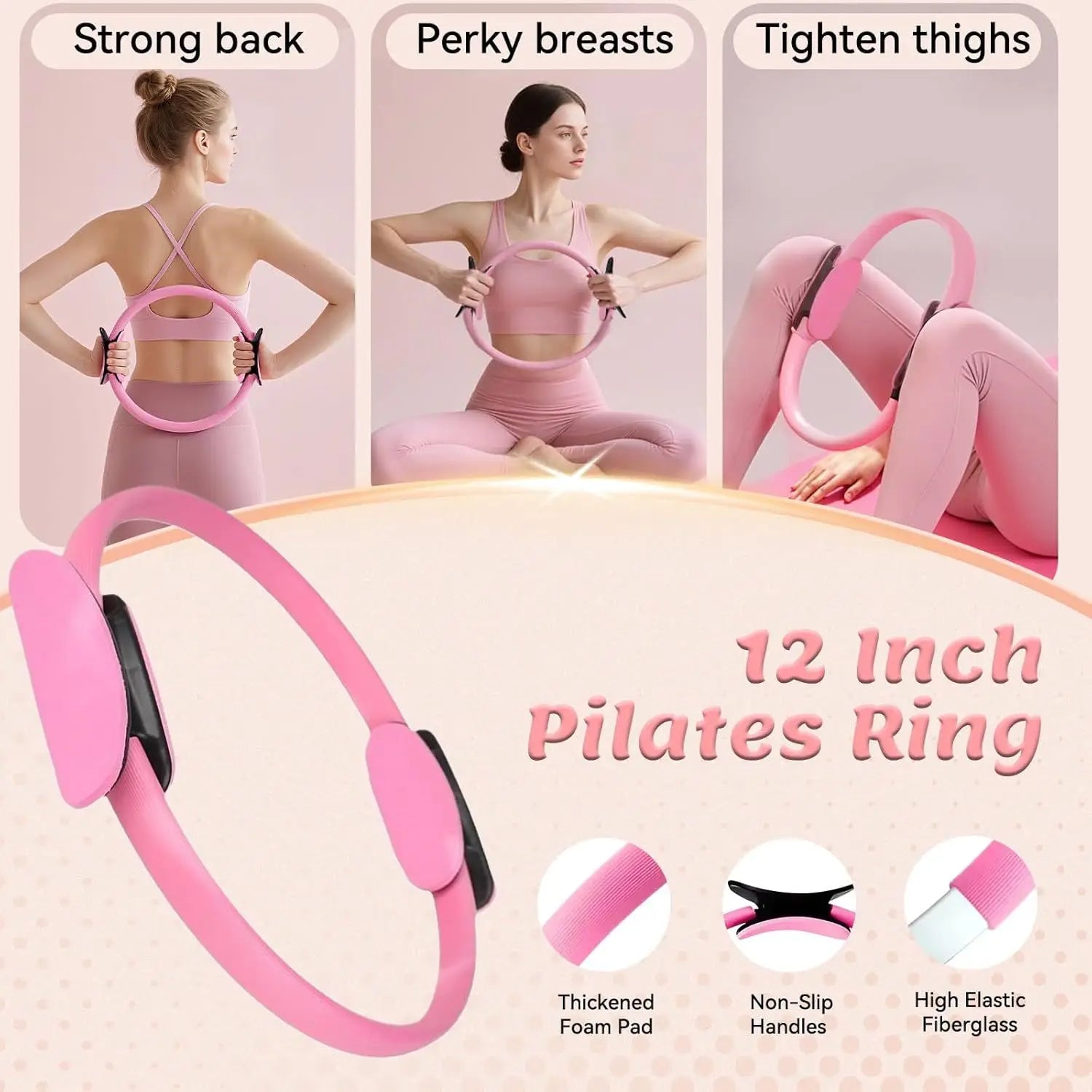 Pilates 11-Piece Set, Includes 13inch Magic Rings, Pilates Ring Ball Set (with 5 Resistance Bands), Yoga Block, Resistance Bands, Convenient Home Fitness Set