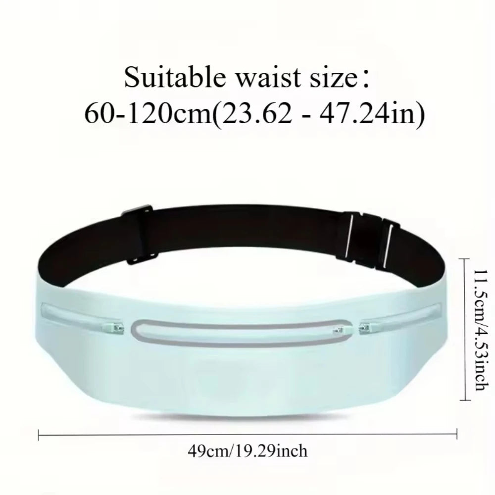 3 Pockets Reflective Running Belt Marathon Waist Bag Ultra Slim Waterproof Light Zero Bounce Safe 7.5" Phone Fit Waists 60-120cm
