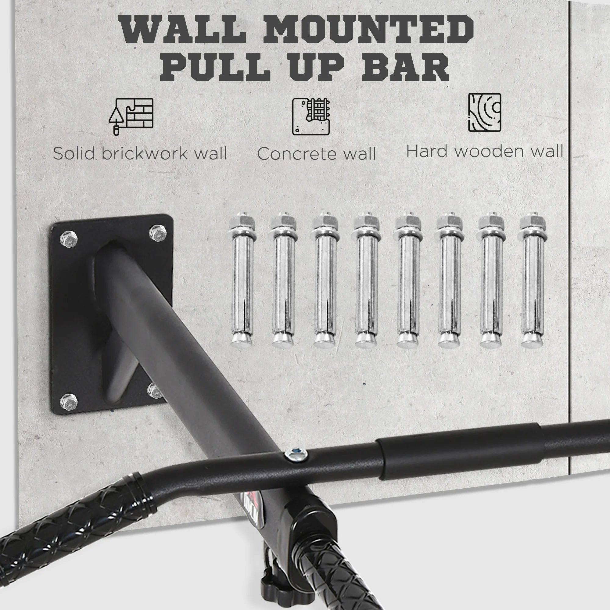 Homcom Wall-Mounted Bodybuilding Bar for Pull-Up Training Max. 150kg