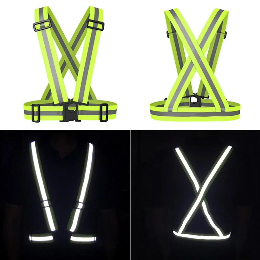 High Visibility Reflective Safety Vest Yellow Adjustable Straps Night Running Cycling Walking Outdoor Sports Safety Clothing