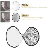 24" Reflector 2in1 30CM 60CM 80CM 110CM Silver White Portable Collapsible Soft Light Round Photography for Studio 2in1