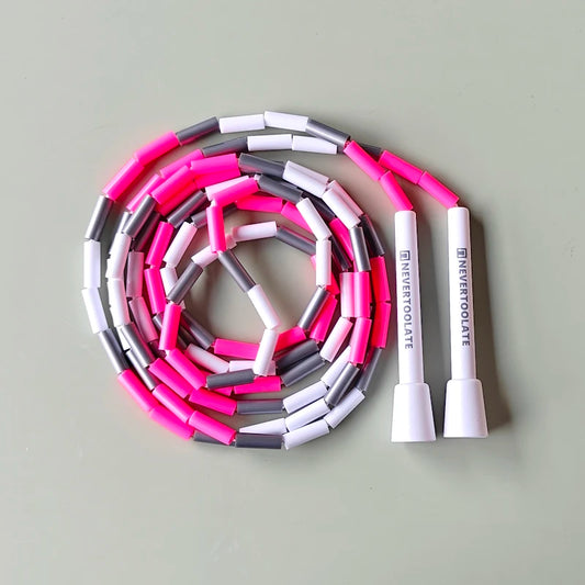 NEVERTOOLATE   128gram PE hard beads freestyle  BEADED JUMP ROPE 4.5mm thick thread core  SKIP SKIPPING  FITNESS  1 INCH