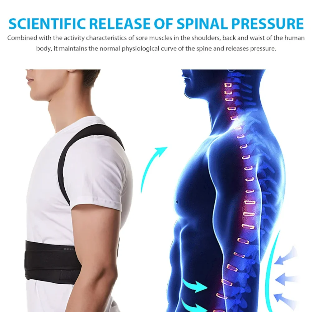 Posture Corrector for Men and Women, Adjustable Full Back Brace Support Shoulder Straightener for Improving Posture, Back Relief