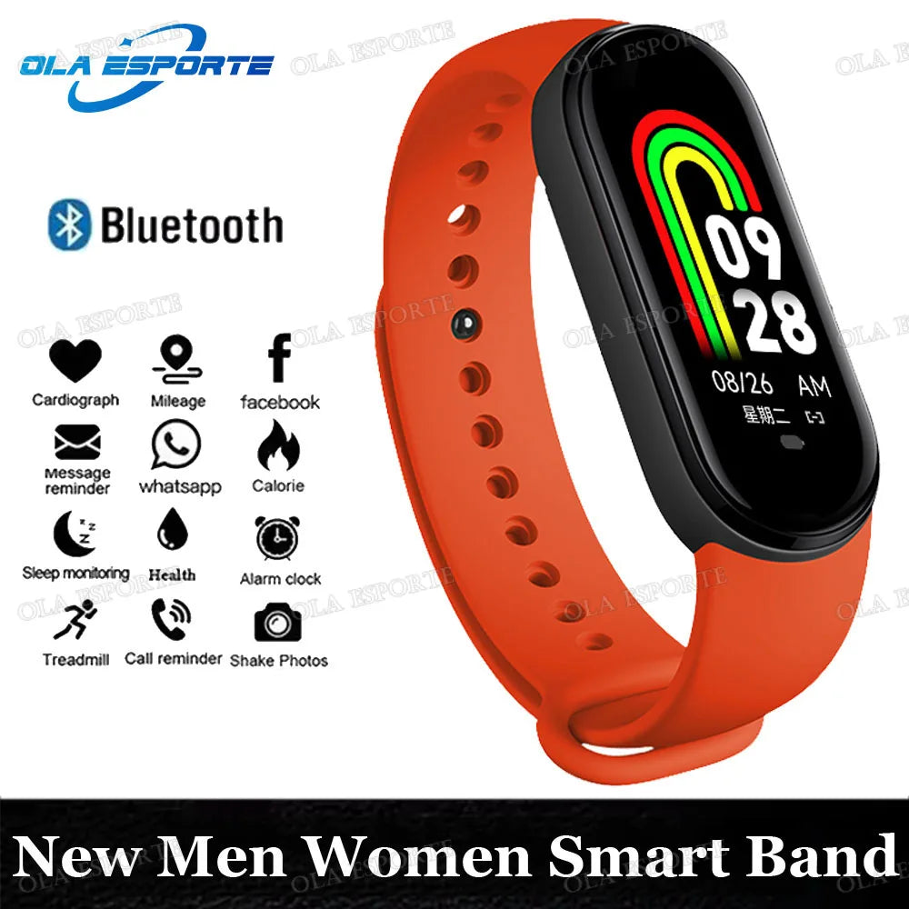 M7 Smart Watch Heart Rate Blood Pressure Monitoring AMOLED Screen Smart Wristband Fitness Tracker For Men Women Sport Bracelet