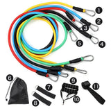 11pcs TPE Resistance Band Set Fitness Band Pull Rope Elastic Training Band With Door Anchor Handles Carry Bag Legs Ankle Straps