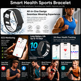 New Fitness Tracker ECG Heart Rate Smart Bracelet Blood Pressure Blood oxygen Sleep 24/7 Monitoring SMS Call Reminder Smart Band