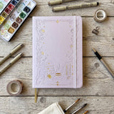 BUKE A5 Dot Grid Notebook PU Leather Cover Hardcover Floral Embossed Tea Cup Books Elegant Handwriting Journal
