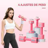 Sportnow 4 in 1 Adjustable Dumbbell Set, 1/1.5/2/2.5 Kg, Metal Dumbbell and Weight Set with Non-Slip Handles