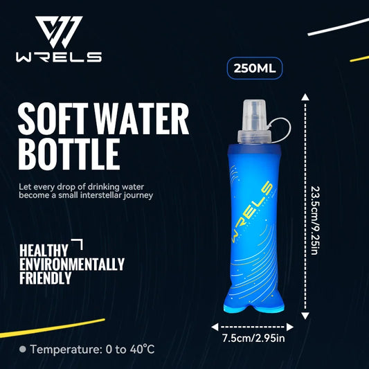 WRELS Soft Folding Water Bottles BPA-Free Collapsible Flask Lightweight Running Water Bottle Sports Water Bag TPU Soft Flask