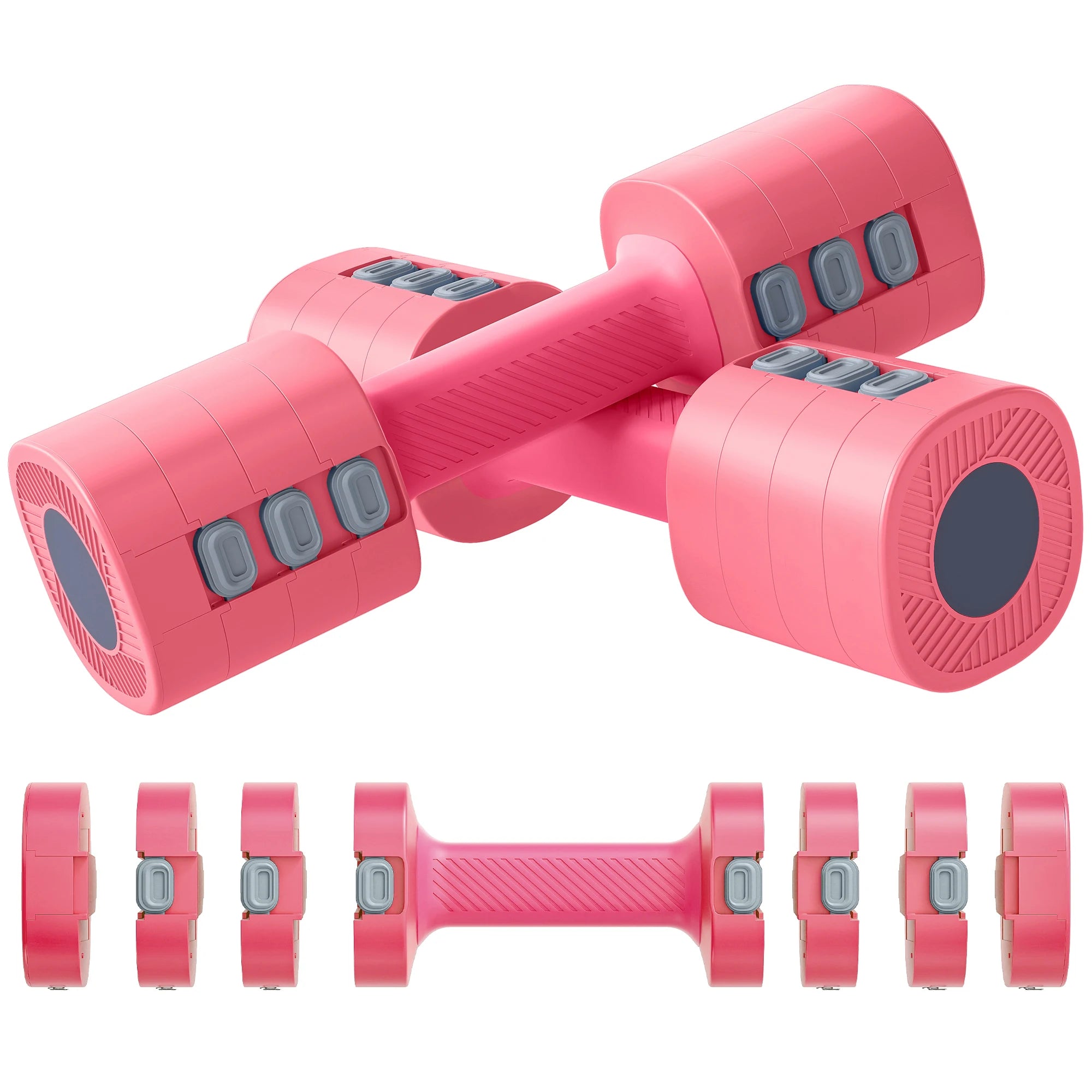 Sportnow 4 in 1 Adjustable Dumbbell Set, 1/1.5/2/2.5 Kg, Metal Dumbbell and Weight Set with Non-Slip Handles