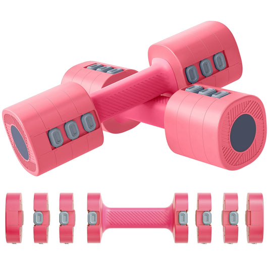 Sportnow 4 in 1 Adjustable Dumbbell Set, 1/1.5/2/2.5 Kg, Metal Dumbbell and Weight Set with Non-Slip Handles