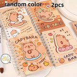 A7 Pocket Spiral Notebook with Velcro Closure Capybara Panda Mini Journal for Student Vocabulary Motivational Portable Pad