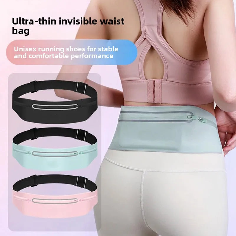 3 Pockets Reflective Running Belt Marathon Waist Bag Ultra Slim Waterproof Light Zero Bounce Safe 7.5" Phone Fit Waists 60-120cm