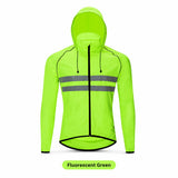 Men Cycling Jacket Reflective Hooded Windproof Water Repellent Bike Windbreaker Lightweight Packable Outdoor Coat