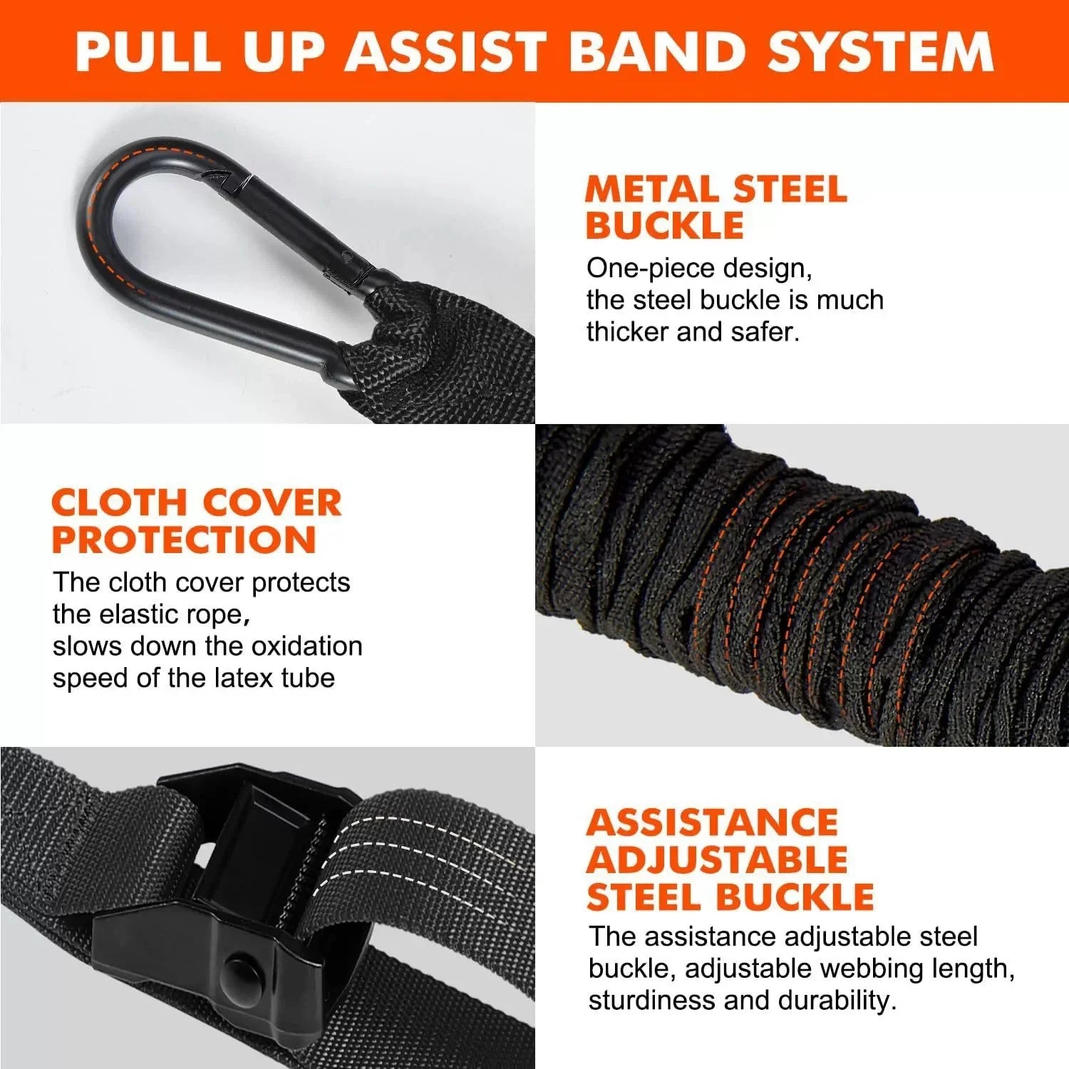 Pull-up Booster Belt Indoor Fitness Sports Horizontal Bar Auxiliary Belt Tension Device Fitness Tension Rope Elastic Belt