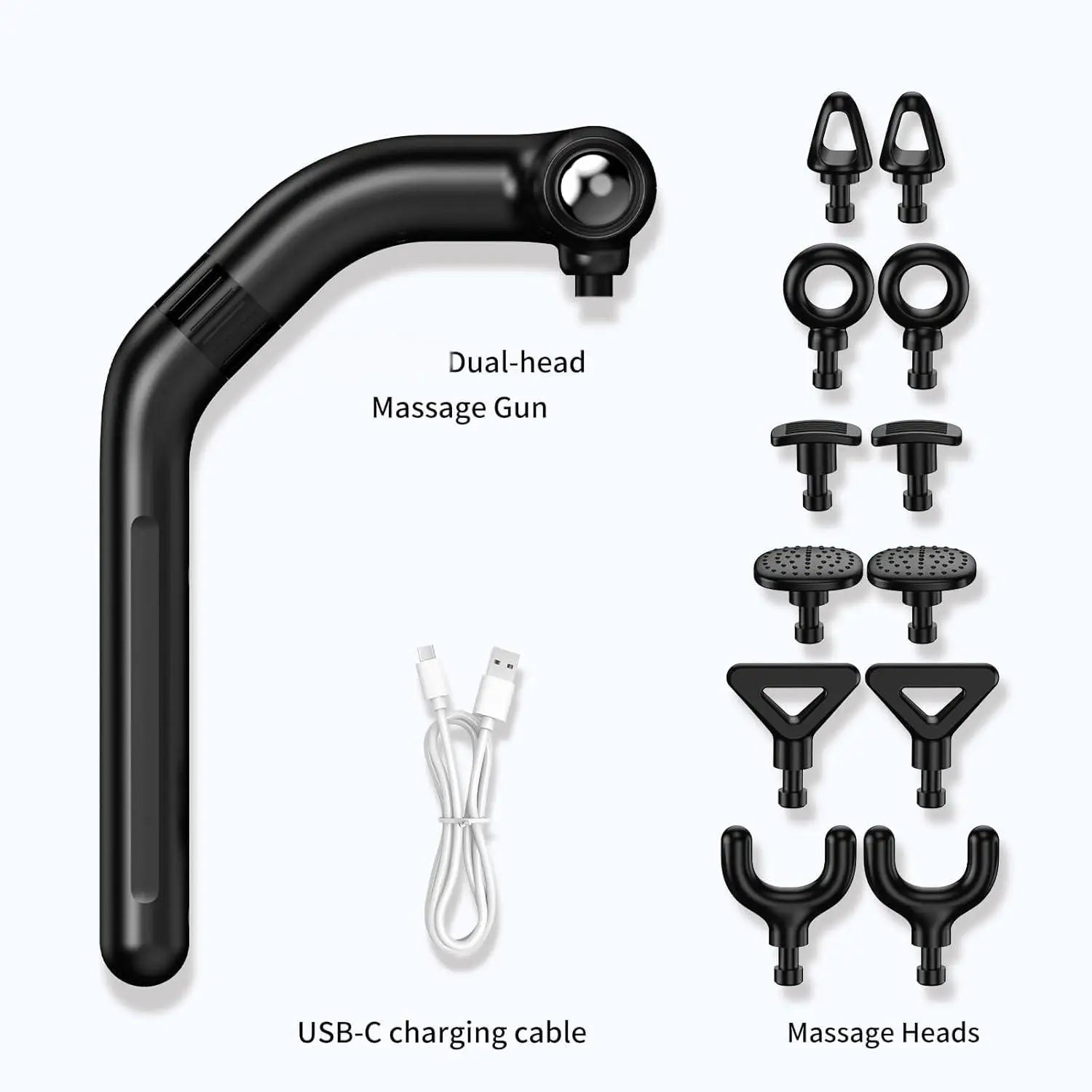 Electric Detachable Dual Head Massage Gun Handheld Massage Hammer Electric Fascia Gun with Extension Handle for Muscle Relax
