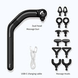 Electric Detachable Dual Head Massage Gun Handheld Massage Hammer Electric Fascia Gun with Extension Handle for Muscle Relax