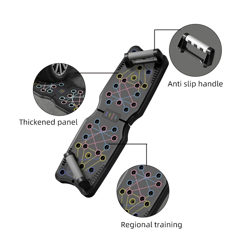 Foldable Non-Slip Dip Stand for Home Workout Portable Multifunctional Push-Up Stand with Resistance Bands Fitness Equipment