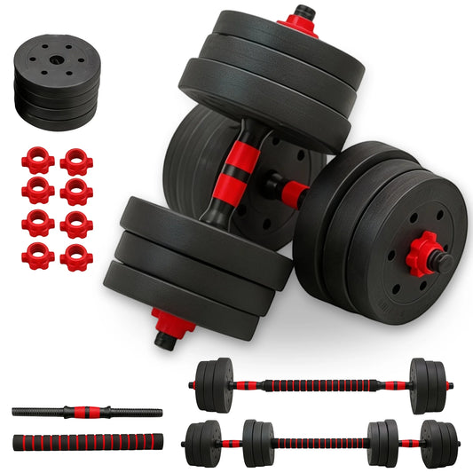 2-In-1 Dumbbells, Dumbbell Set with Connecting Steel Pipe, 15Kg, 30Kg, Tinted Black, Adjustable, Suitable for Balcony, Living Room, Fitness Studio, Equipment for Women And Men.
