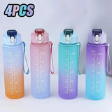 1-8pcs BPA Free Leak Proof Plastic Straw Sports Water Bottle High Quality Tour Hiking Portable  Drink Bottles with Time Marker
