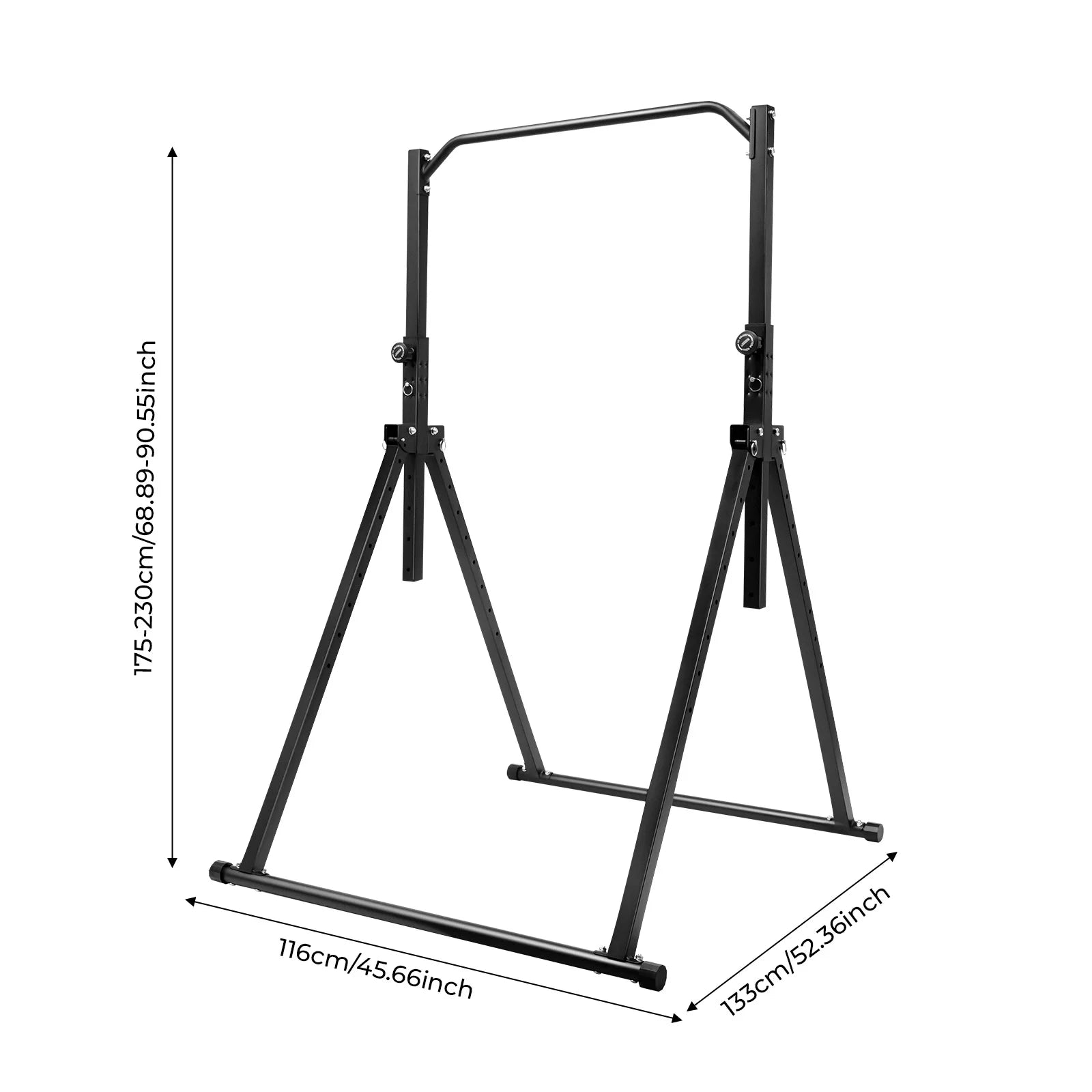 Triangular Pull up Station Black Horizontal Bar 1.75-2.3m Adjustable Height Freestanding Traction Bar for Gym School Home