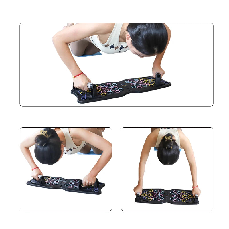 Foldable Non-Slip Dip Stand for Home Workout Portable Multifunctional Push-Up Stand with Resistance Bands Fitness Equipment