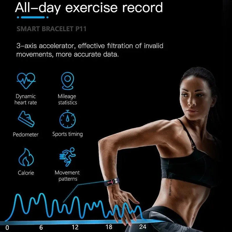 ECG+PPG Smart Wristband Fitness Tracker for Women Men Calorie Blood Pressure Waterproof Sport Smartband Health Smartwatch