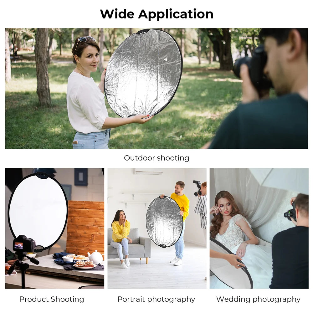 K&F CONCEPT 5-in-1 Light Reflector with Handle Photography Light Blocking Photography Tent Circular Reflector Translucent Panel