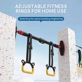 Kids Horizontal Bar with Gymnastic Rings Adjustable Hanging Straps for Indoor Pull-Up Hammock Play Children Fitness Strength Tra