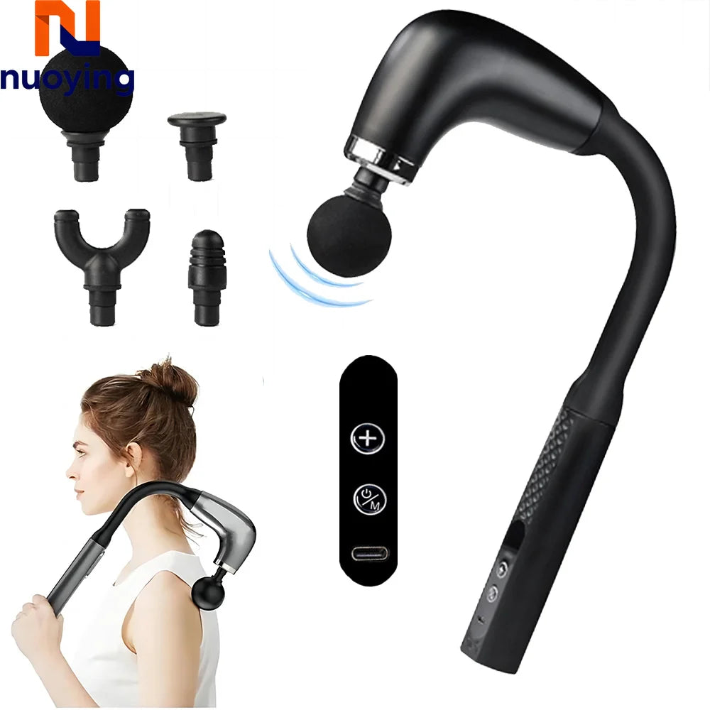 Portable Fascial Massage Gun Electric Percussion Pistol Massager Body Relaxation With LED Touch Screen 4Replaceable Massage Head
