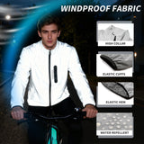 WOSAWE Men's Fully Reflective Jacket Outdoor Lightweight Windbreaker MTB Bike Hooded Rain Jacket Running Fishing Cycling Coat