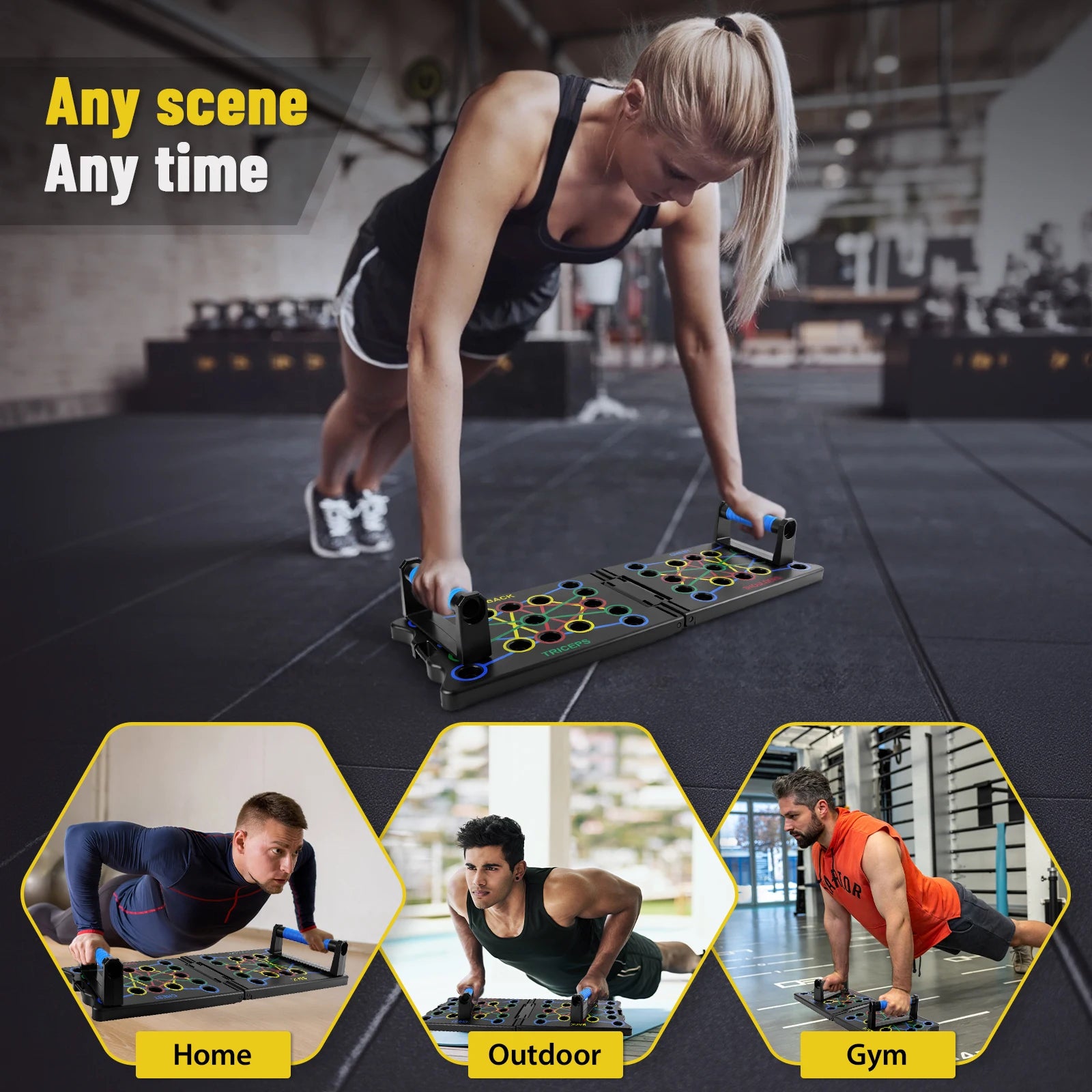 Push Up Board with Handles and Ropes 24-in-1 Multi-Function Home Gym Equipment for Chest, Shoulder & Triceps Workout Strength