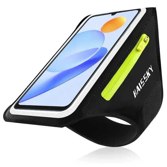 HAISSKY Zipper Pocket Running Sports Armband For iPhone 17 16 15 Pro Max 14 Plus 13 Men Women Outdoor Touch Screen Belt Arm Bags