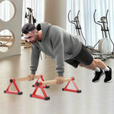 50cm Red Triangle Push Up Bars, Beech Wood+Steel Handstand Bars 400kg Load Capacity Calisthenics Pushup Stands Freestanding