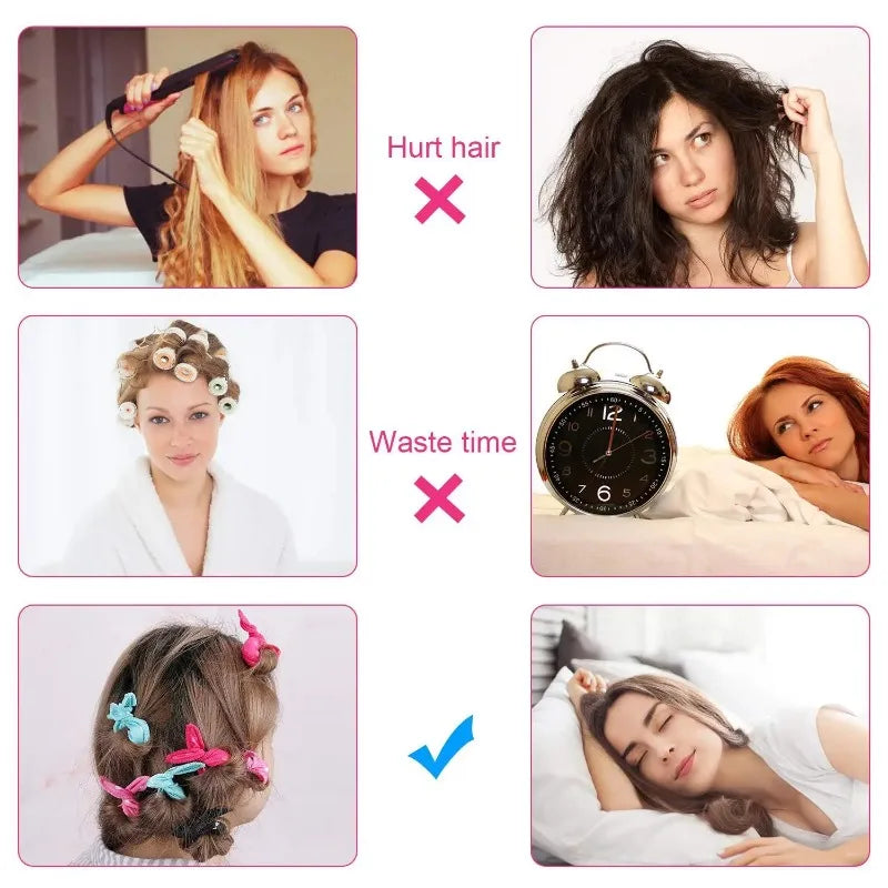 10Pcs/Lot Hair Curlers Soft Sleep Pillow Hair Rollers Set Best Flexible Foam and Sponge Magic Hair Care DIY  Styling Tools  curl