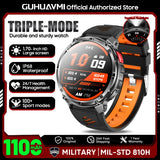 2026 Military Smart Watch Men 1100mAh Big Battery 1.7'' AMOLED Display Bluetooth Call AI Voice Assistant Heart Rate Sleep & SpO2 Monitor Bracelet IP68 Waterproof Compass Flashlight Sports Fitness Tracker Smartwatch