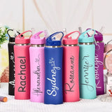 Personalized Insulated Stainless Steel Water Bottle with Straw, Engraved Fitness & Cycling Bottle, Perfect Gift for Men Women