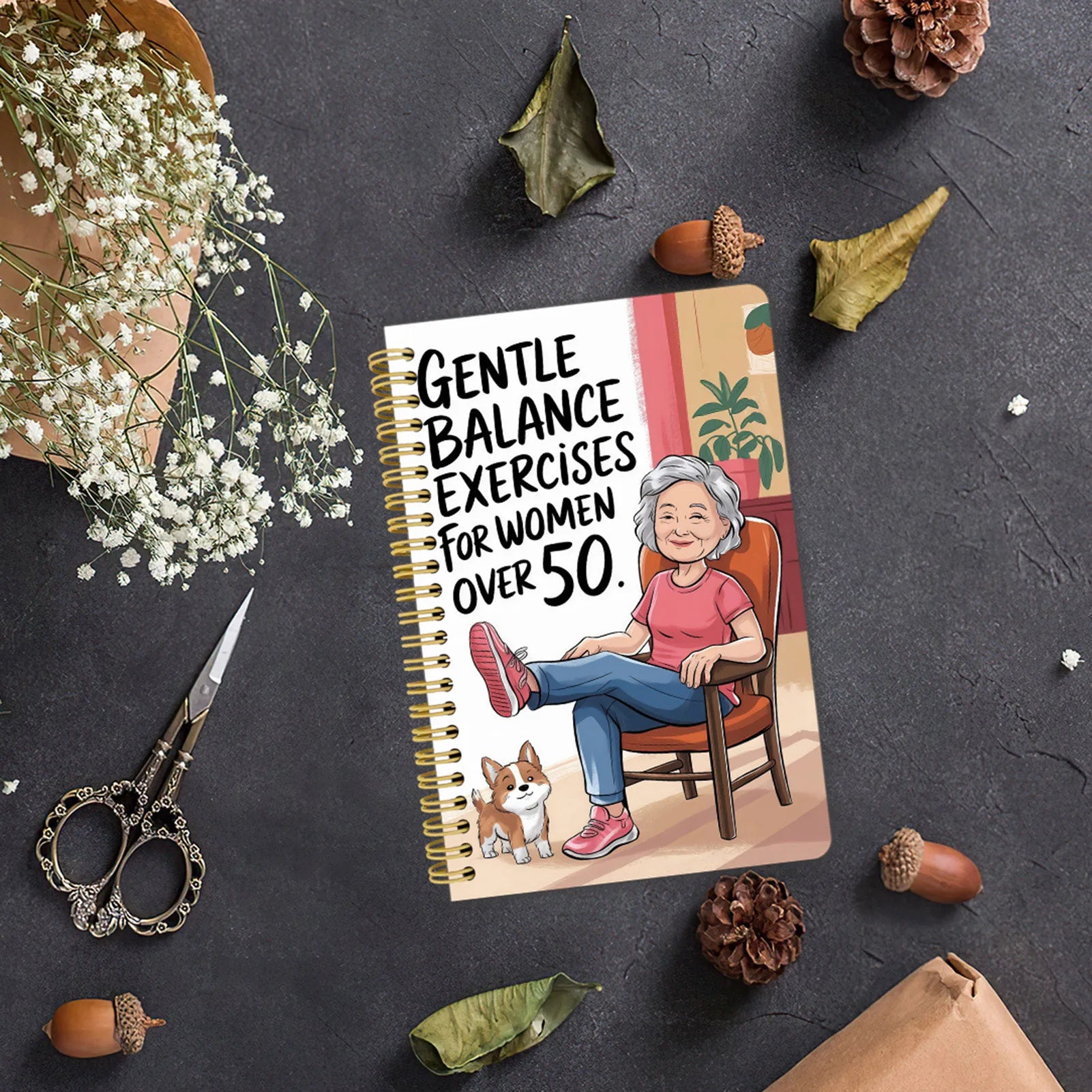 Yoga Notebook For Elderly Chair Design Paper Spiral Binding Portable For Yoga Classes Daily Notes Health Tracking Journals