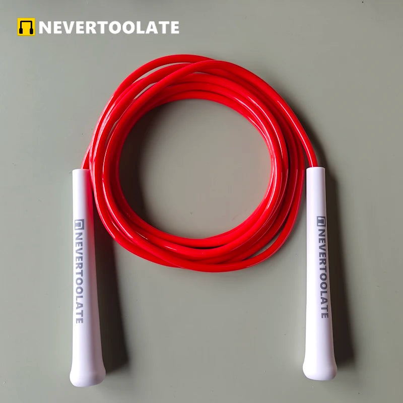6mm thick PVC jump rope 140 gram 80A with core thread vinyl cord rope 15.5cm long handle NEVERTOOLATE  hitt exercise fitness
