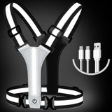 LED Night Running Vest Reflective Cycling Walking Highlight Security Vests USB Rechargeable Safety Straps for Kids Adults Biking