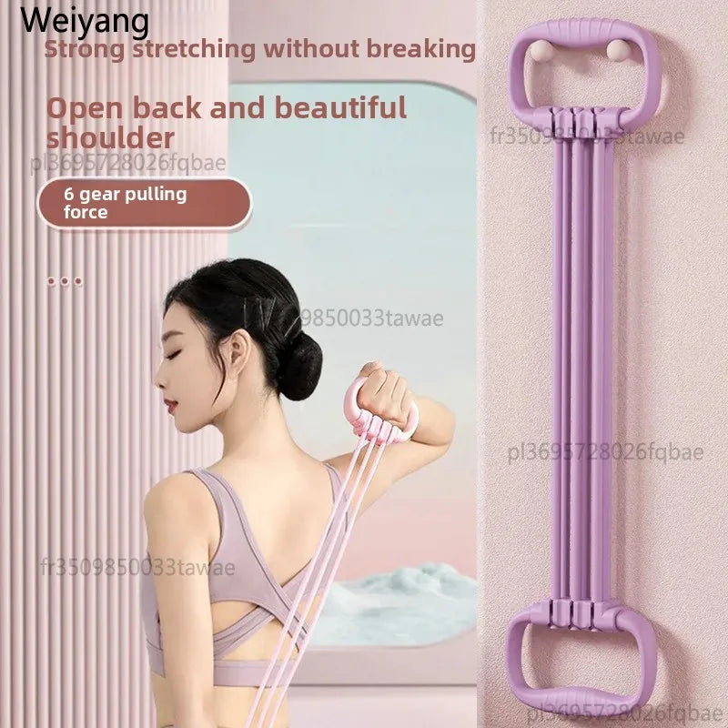 Six-Tube Yoga Resistance Band, Elastic Stretching Trainer for Shoulder Neck Opening, Home Gym Fitness Equipment for Men Women